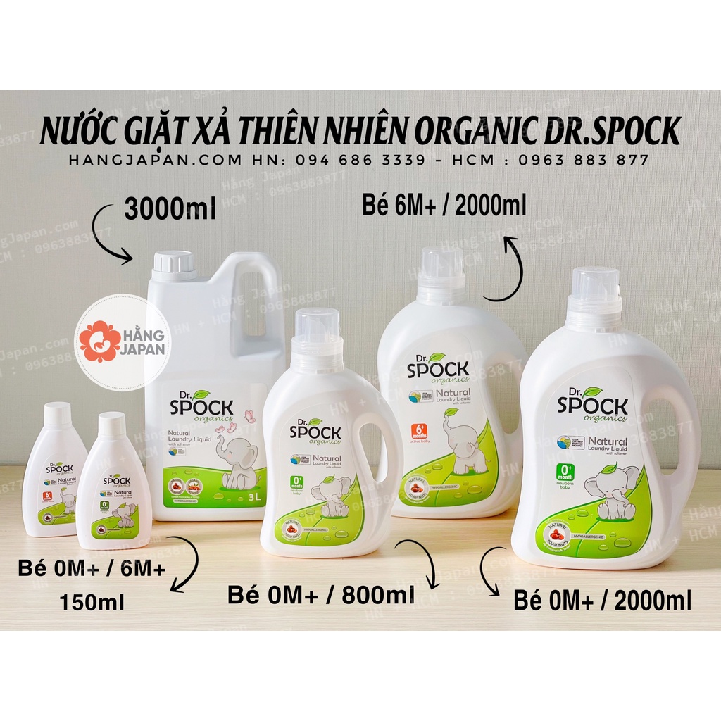 Nước giặt xả thiên nhiên Dr spock organics loại 3 lít,2 lít ( 0m+ )
