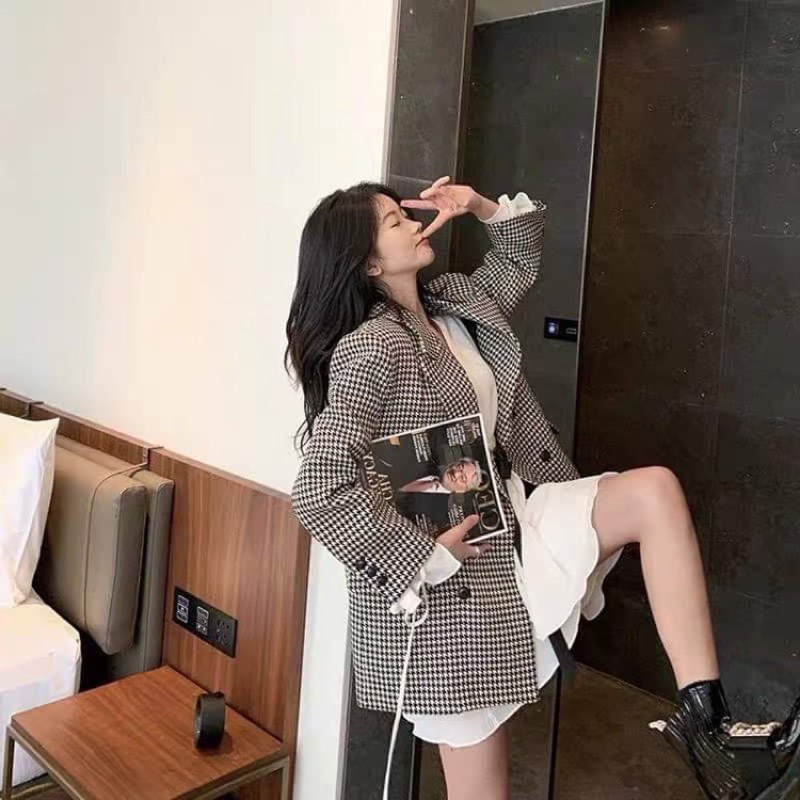 Áo Khoác Vest Carô Phong Cách Hàn Quốc | BigBuy360 - bigbuy360.vn