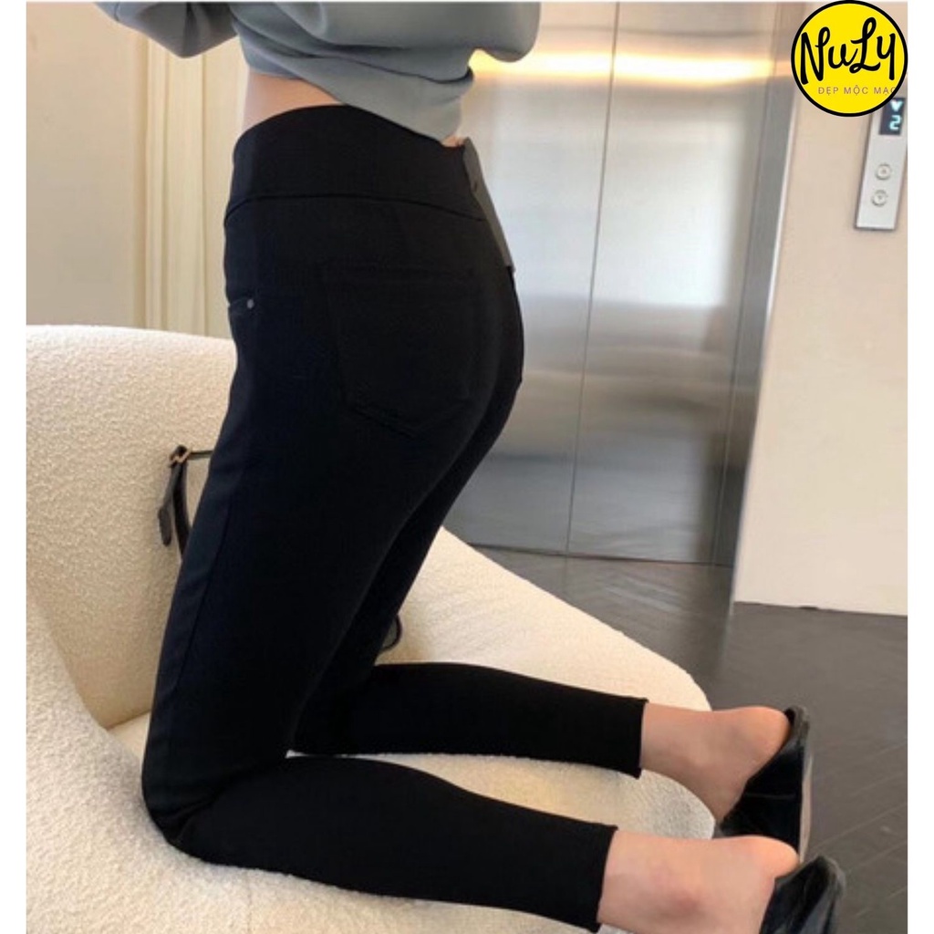 Quần legging nữ cạp cao 2 khuy chất vải Umi Cao cấp dày dặn cực ôm body nâng mông vận động thoải mái NULY_24