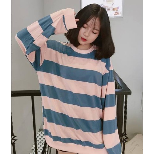 Áo Nỉ Sweater Nam Nữ Unisex Kẻ Hồng Xanh Dài Tay | BigBuy360 - bigbuy360.vn