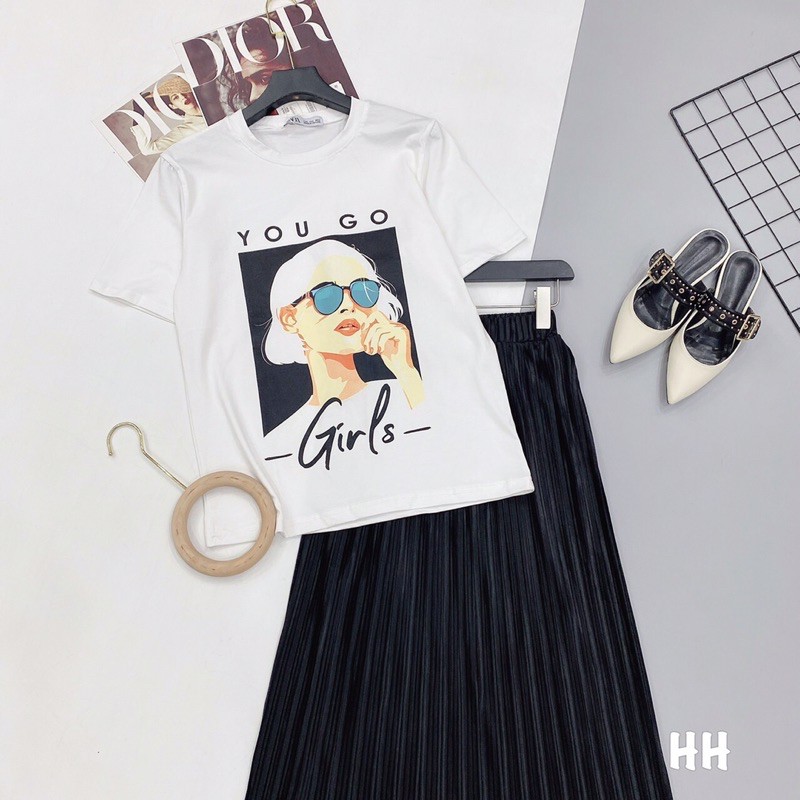 Set áo phông pull + chân váy dậy li 5M | BigBuy360 - bigbuy360.vn