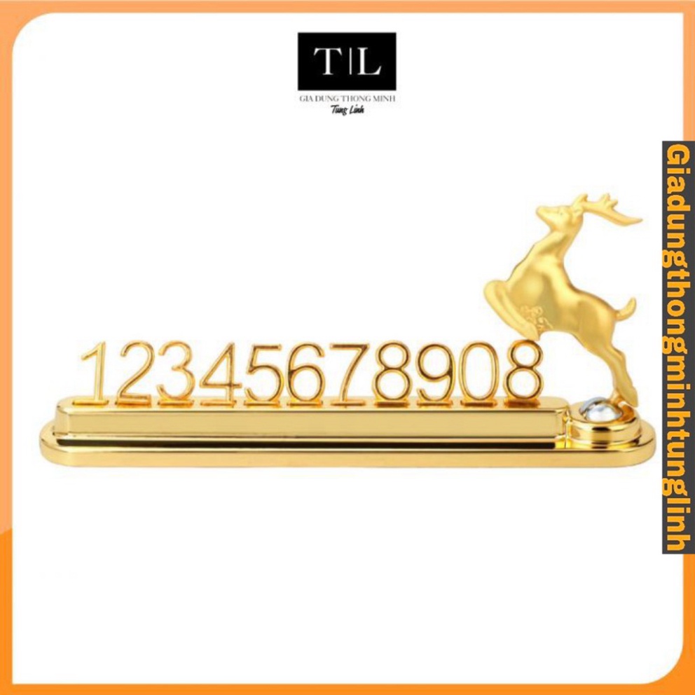 Bảng Số taplo xe con - Bảng Số Mạ Vàng Hình Con Hươu Sóc Gắn phía trên mặt Taplo xe ô tô xây đắp Sang Chảnh