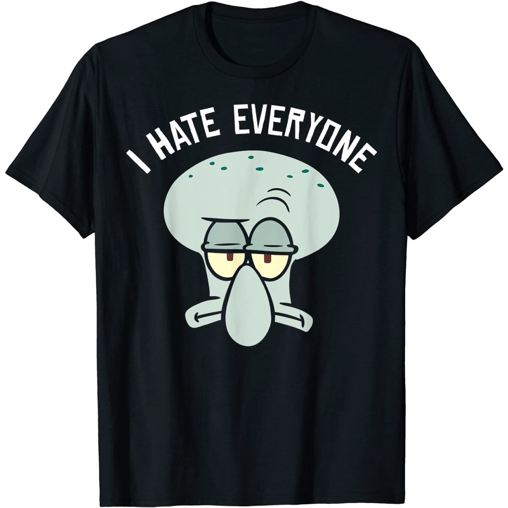 Áo Thun In Hình SpongeBob SquarePants Squidward I Hate Everyone Thời Trang Cho Nam
