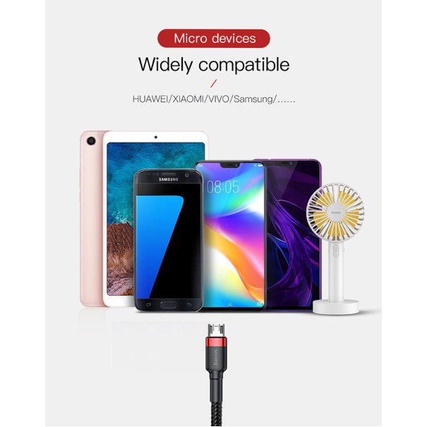 Cáp sạc micro USB, cáp sạc nhanh Baseus Cafule Micro USB (2.4A, Quick charge 3.0)