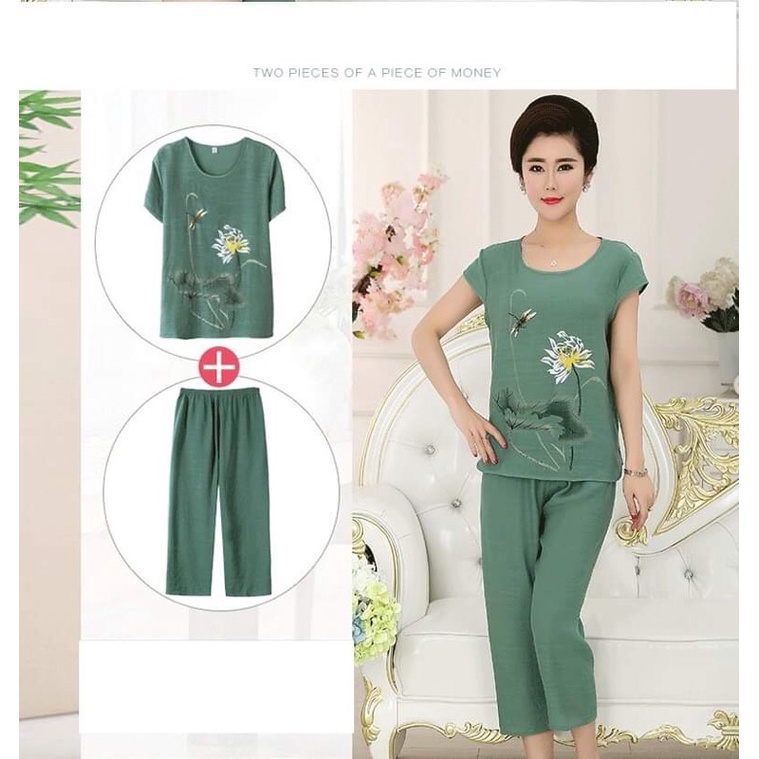 BỘ ĐŨI MẶC NHÀ SANG TRỌNG-BỘ ĐŨI MẶC NHÀ HOẠ TIẾT HOA SEN