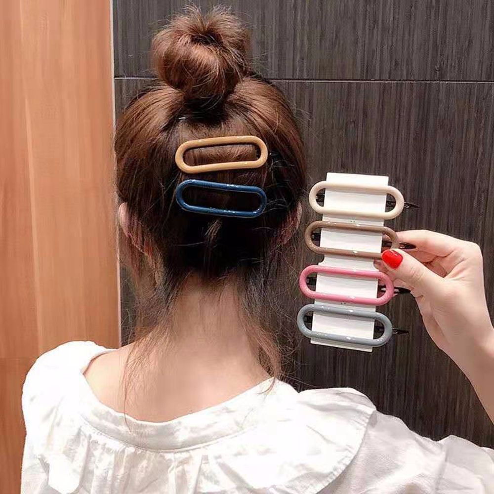 Kẹp Tóc Mỏ Vịt Hình Oval Bằng Nhựa Resin Màu Kẹo Ngọt Dễ Thương Cho Nữ