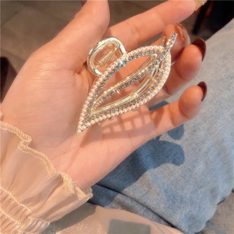 Kẹp Tóc Hợp Kim Hình Lá Đính Đá Sang Trọng Ulzzang Cho Nữ - Dumi Shop