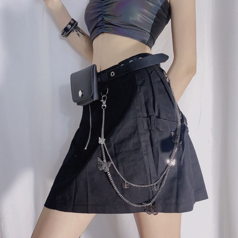 Dây Xích Hai Lớp Gắn Thắt Lưng Trang Trí Hình Bướm Phong Cách Harajuku 22291 Dành Cho Bạn Nam Và Nữ