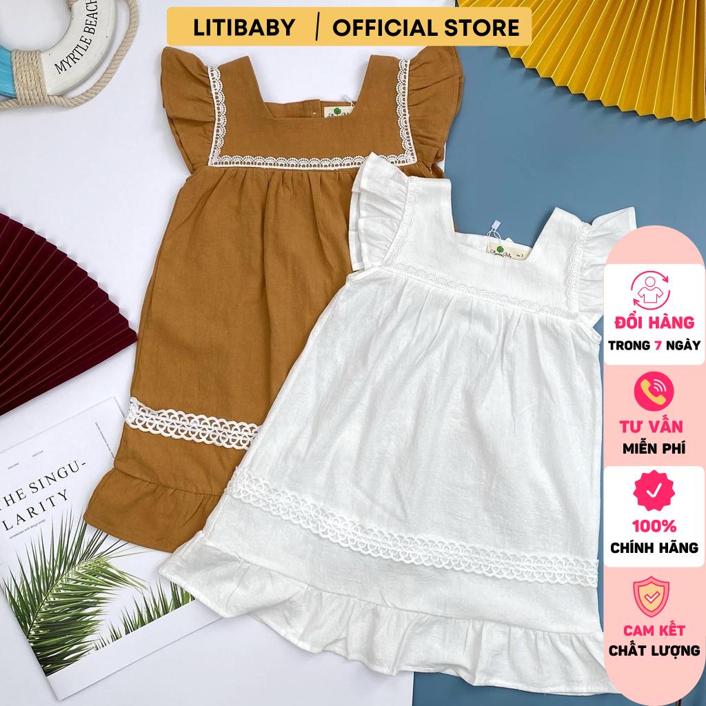 Váy thô phối ren cổ vuông tay cánh tiên LITIBABY size 3/10