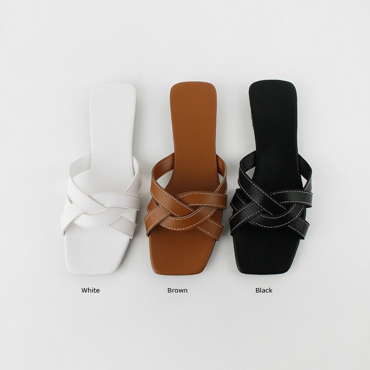DÉP NỮ QUAI NGANG SHU STORE- DÉP ĐẾ BỆT QUAI ĐAN MŨI VUÔNG