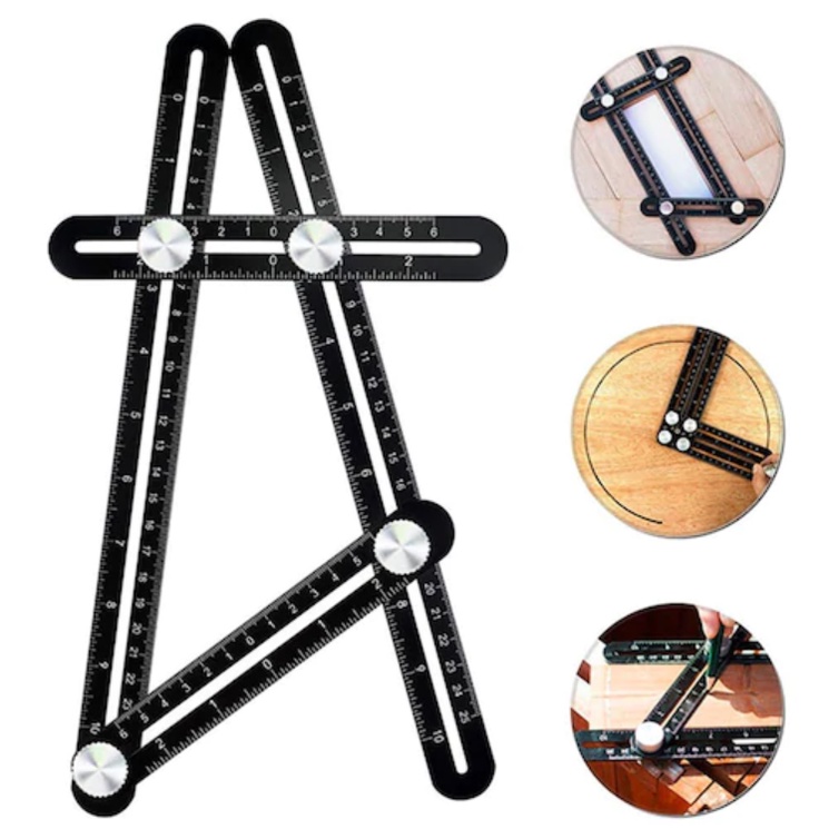 Thước Đo Cắt Gạch Kiêm Địng Vị Lỗ Khoan Chính Xác, Điều Chỉnh Đa Góc - Thước Thông Minh Gập 6 Đoạn - Tiện Dụng