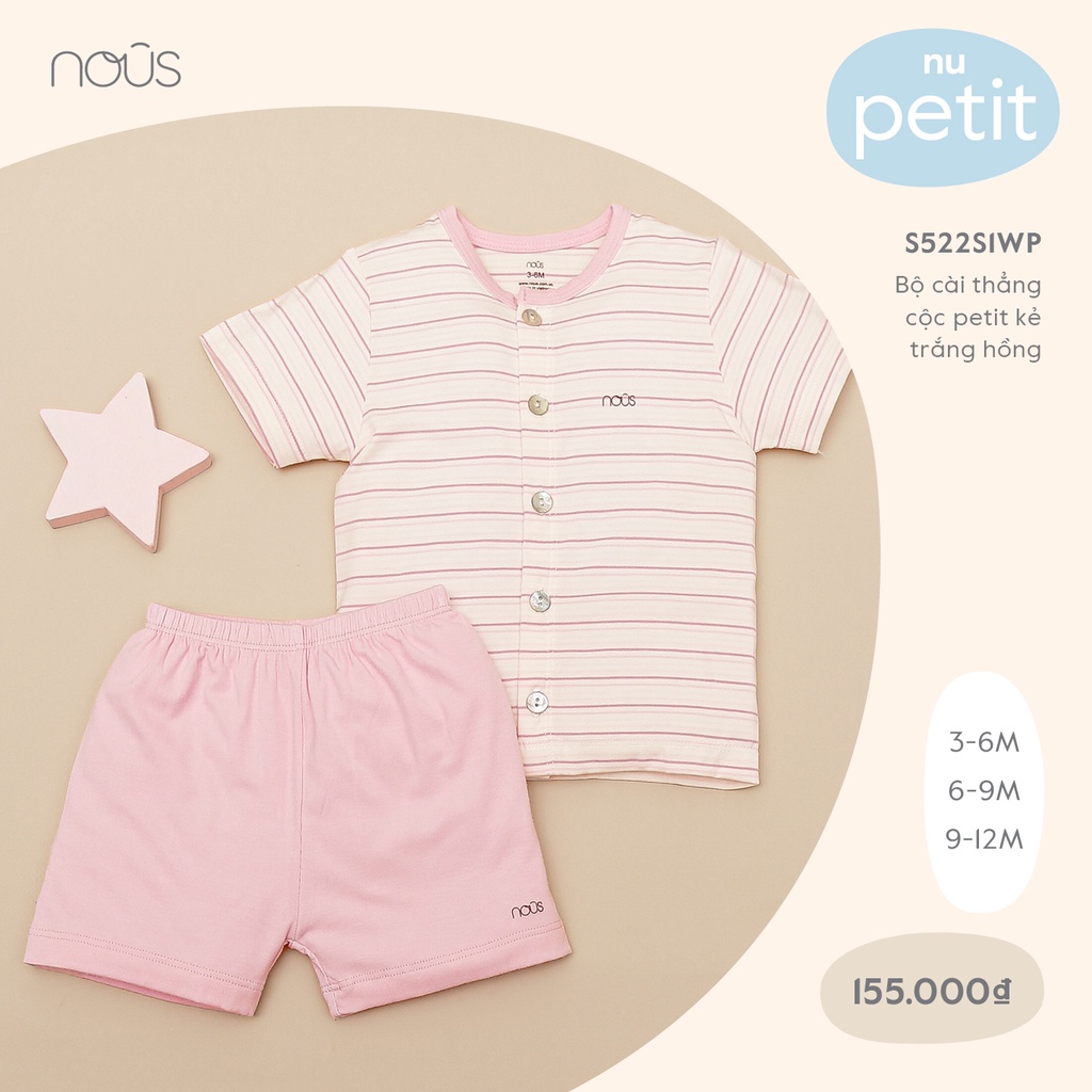 Bộ Quần Áo Cộc Cài Thẳng Nous - Chất Liệu Nu Petit Bé (Size Từ 3-6 Tháng Đến 9-12