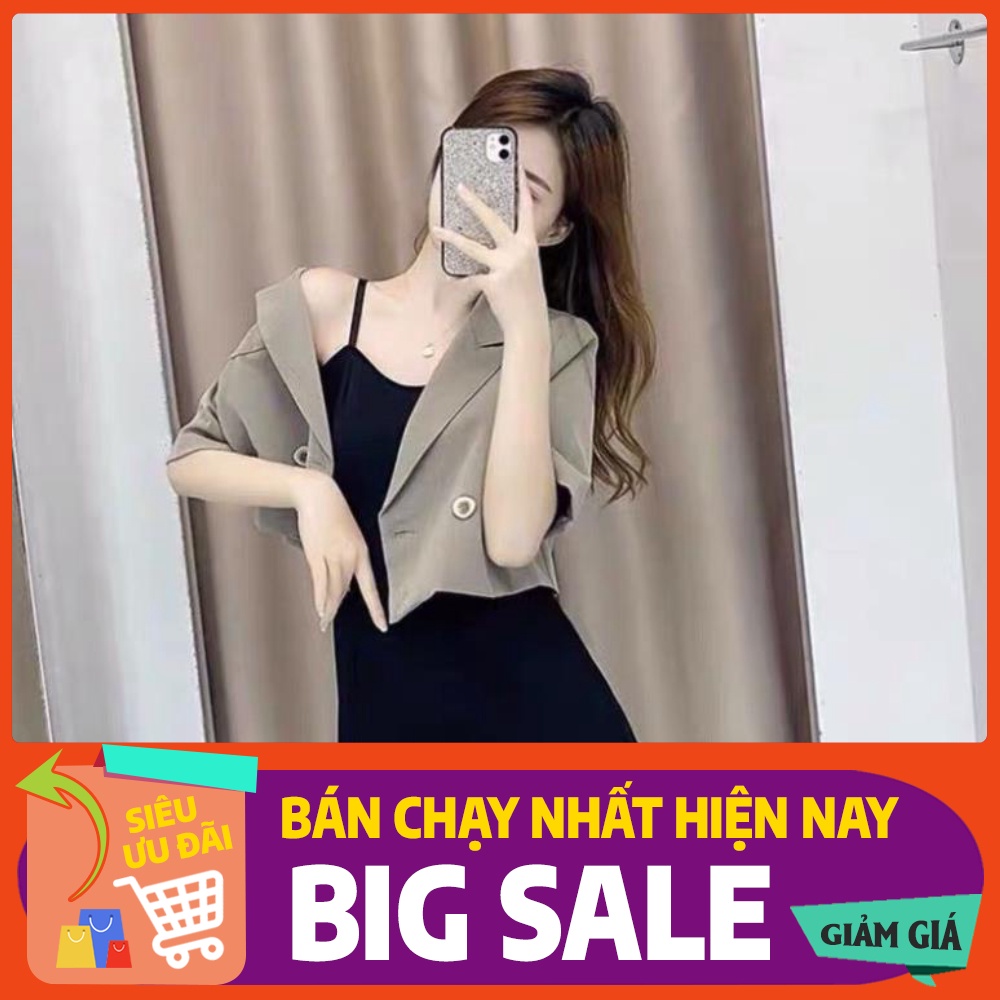 (HÀNG CHẤT ĐẸP) Bộ Váy 2 Dây Áo Vest Nữ ,Set Áo Khoác Ngắn Kèm Đầm Body Nữ Q046