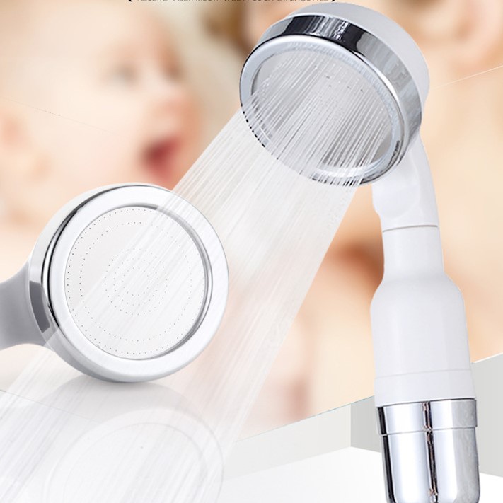 Tay sen tắm tăng áp bằng nhựa ABS tay cầm to có lọc cặn kháng khuẩn màu trắng tặng kèm dây 1.5m - QM041