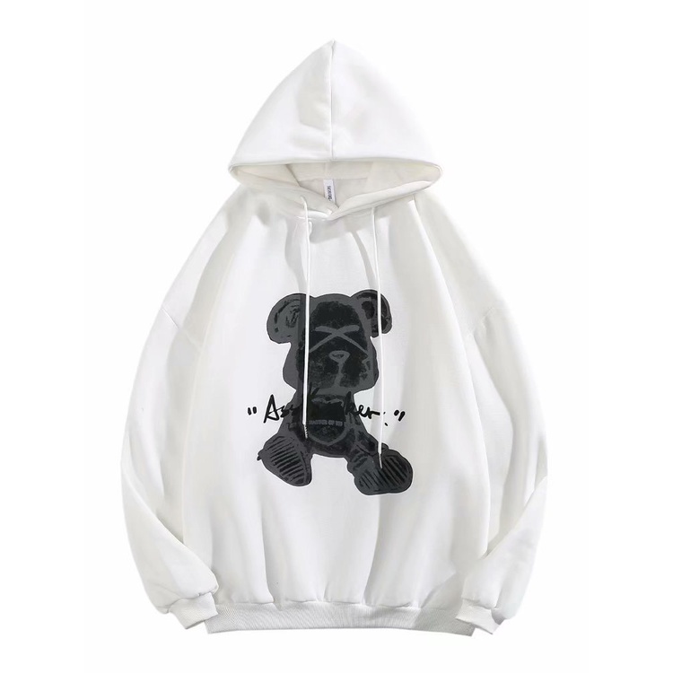 Áo nỉ hoodie In hình gấu mắt x asskicker có mũ đội đầu 282 áo nỉ bông unisex nam nữ