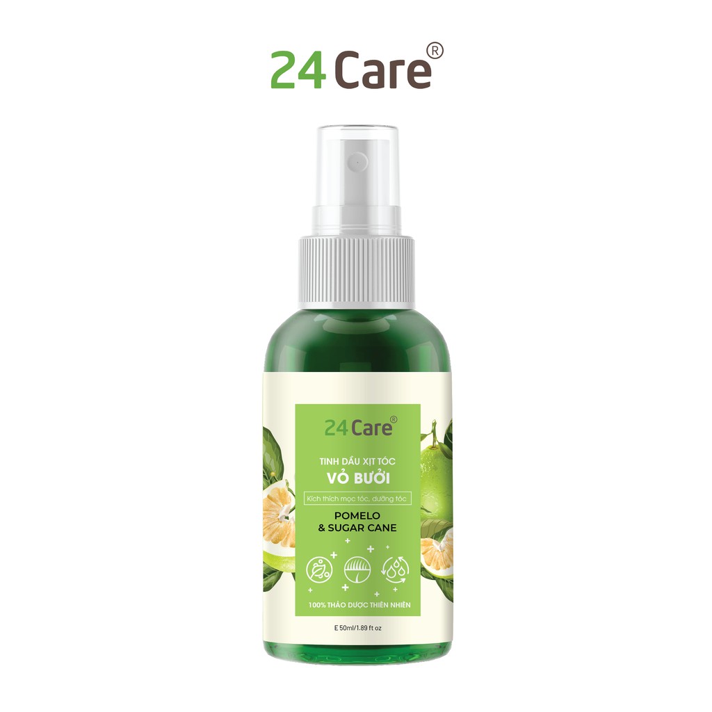 Xịt tóc bưởi / Hoa Anh Đào 24Care 50ml - Ức chế melanin, chống bạc tóc, gãy rụng, dưỡng tóc chắc khỏe, mềm mượt