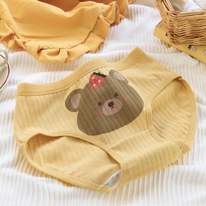 Quần Lót Nữ Cotton Cao Cấp mềm mại tông vàng họa tiết gấu vàng đáng yêu ngộ nghĩnh MÃ 680