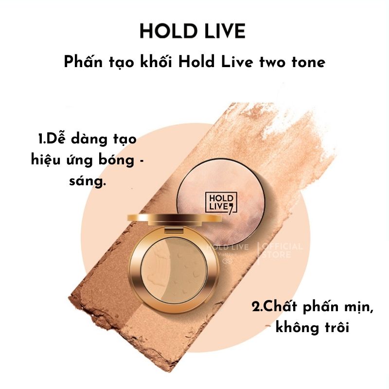 [Có sẵn] Phấn tạo khối Hold Live two tone 2 tone màu sáng tối không thấm nước HL466