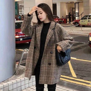 Áo dạ kẻ nâu