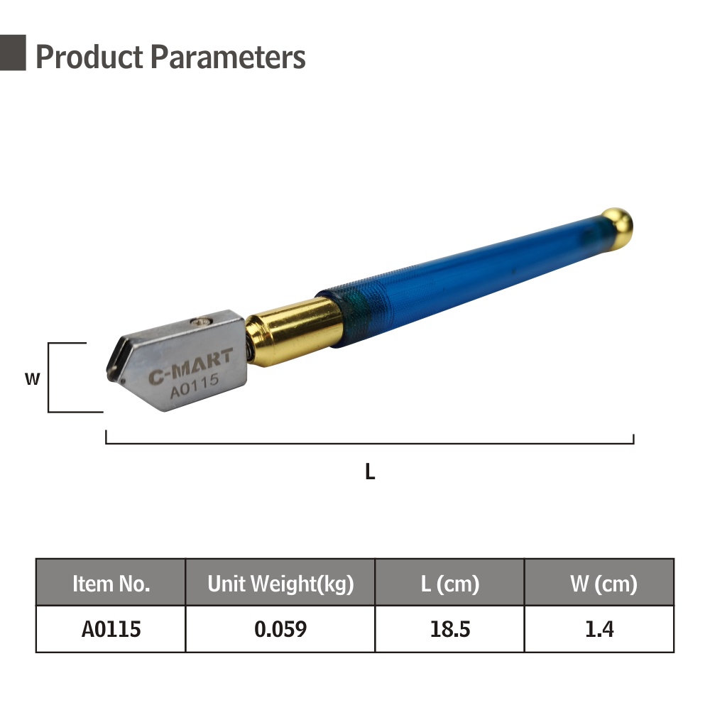 Dao cắt kính tự động cấp dầu C-Mart A0115 2-19mm, dao cắt kiếng đa năng cắt thuỷ tinh, gạch men đầu xoay 360°