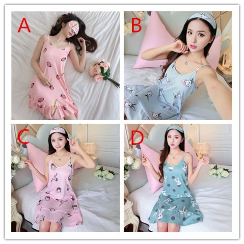 Đầm ngủ 2 dây hoạ tiết hoạt hình cho phái nữ