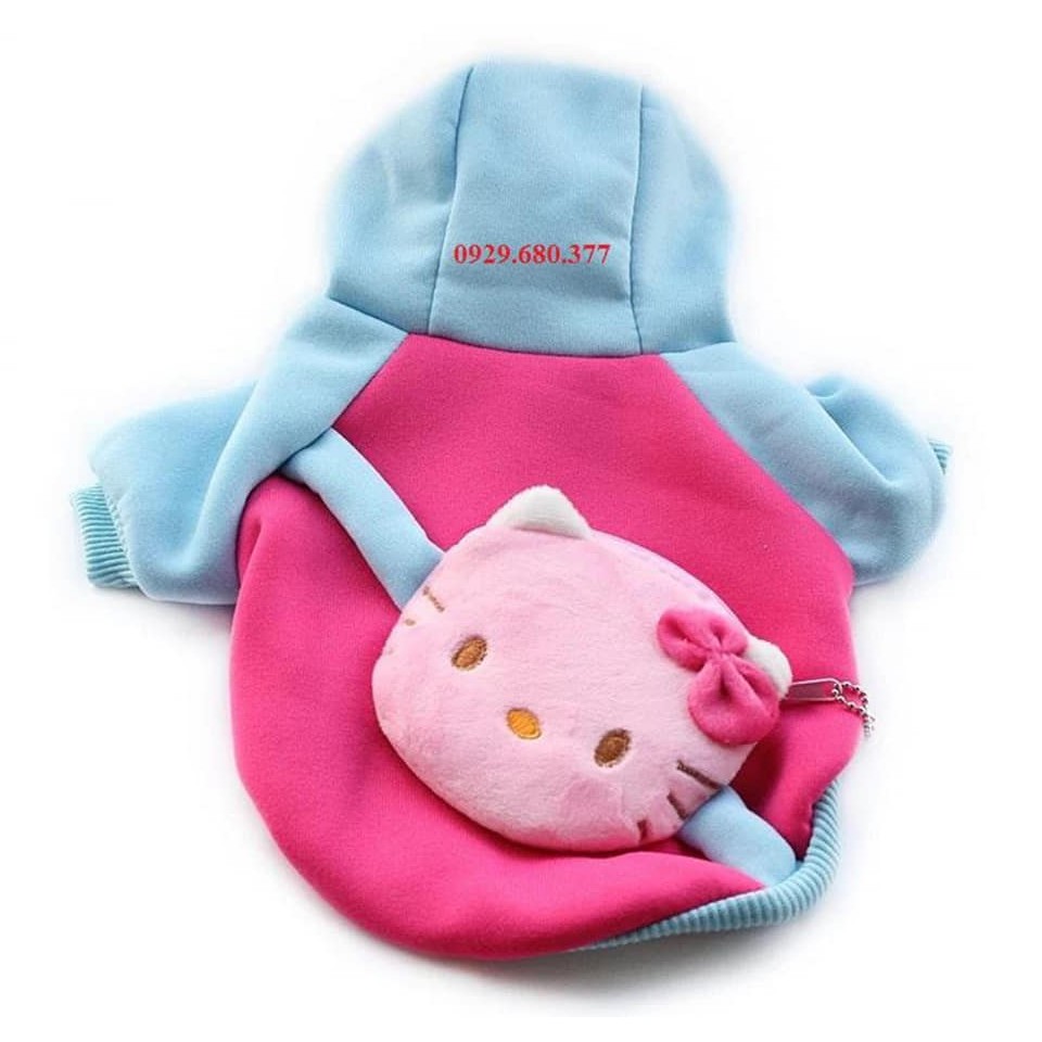 [ÁO CÚN] Áo Hoodie có nón và túi đeo cho chó mèo hình Kitty - PetSaigon