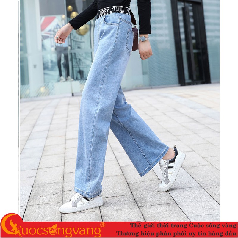 Quần jean nữ lưng cao co giãn quần jean ống đứng lưng thun GLQ149 Cuocsongvang