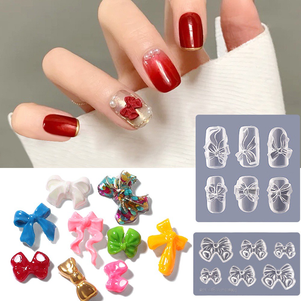 [Hàng mới về] Khuôn silicone tạo hình nơ 3d trang trí móng tay xinh xắn