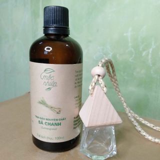 Combo tinh dầu sả chanh 100 ml và vỏ chai treo xe