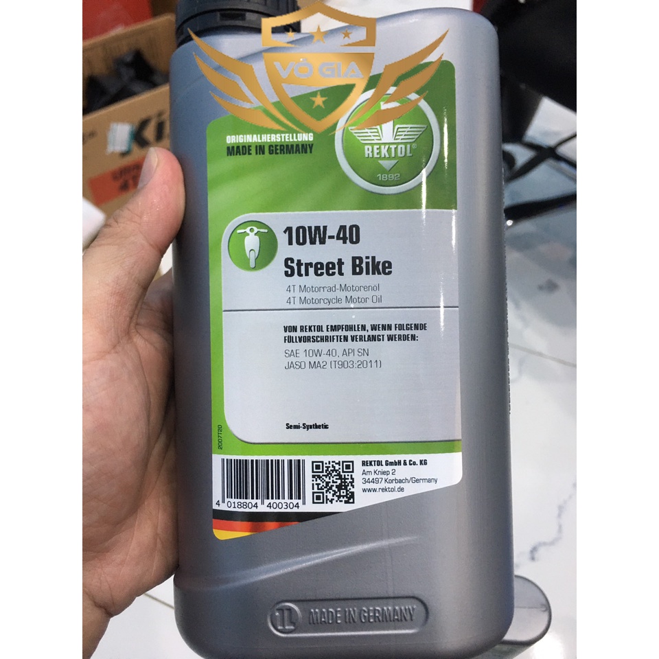 Nhớt nhập khẩu cao cấp Đức REKTOL STREET 5W40 - 10W40 FULL SYNTHESE 1L Dùng cho xe số