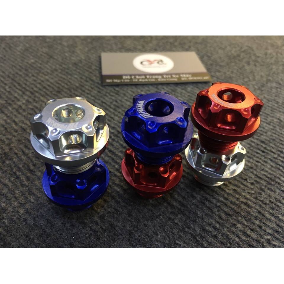 Ốc nắp nhớt nhôm kiểu vương miện màu - thailand