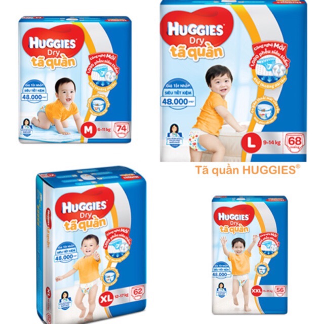 Tã quần HUGGIES M74/ L68/ XL62/XXL56