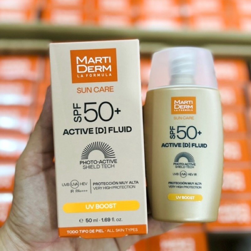 Kem chống nắng phổ rộng Martiderm bản mới Active D Fluid SPF 50+ 50ml
