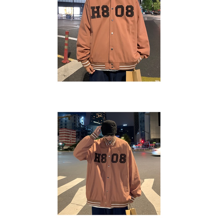 Áo bomber nam form rộng, Áo bóng chày nam form rộng màu đen hồng thời trang ulzzang hàn quốc