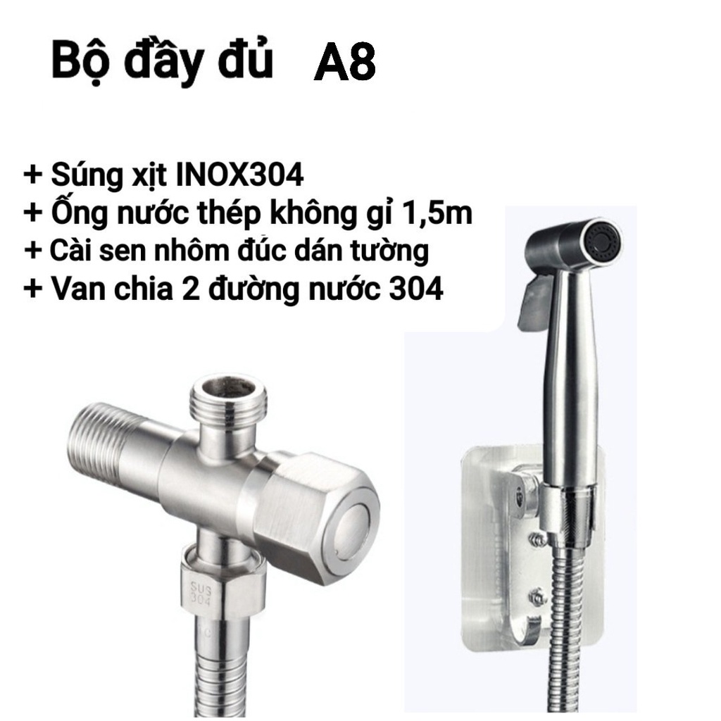 Vòi Xịt Vệ Sinh Tăng Áp Inox Sus 304 Cao Cấp Cho Bồn Cầu, Ống Dây Thép Không Gỉ Dài 1,4m - Sentaku