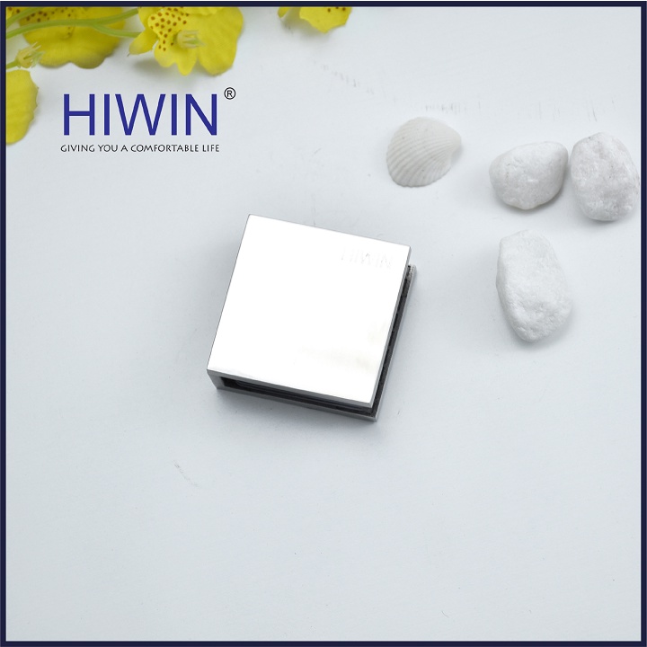 Kẹp chân kính 0 độ cabin tắm cạnh thẳng chất liệu inox 304 mặt gương HIWIN FC-2030