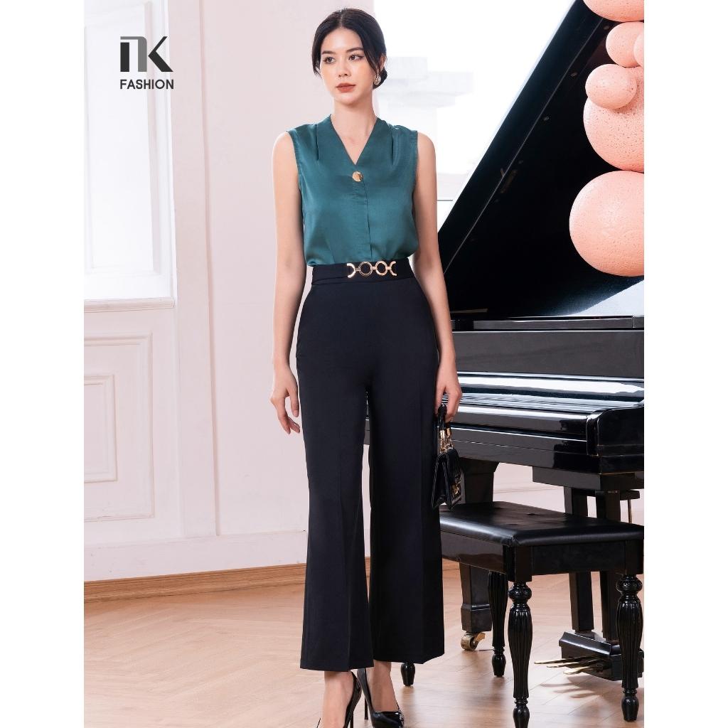 Quần Tây Nữ Công Sở NK FASHION Thiết Kế Ống Rộng Cạp Cao Kèm Phụ Kiện, Chất Vải Mềm Nhẹ Tôn Dáng NKQU2205001