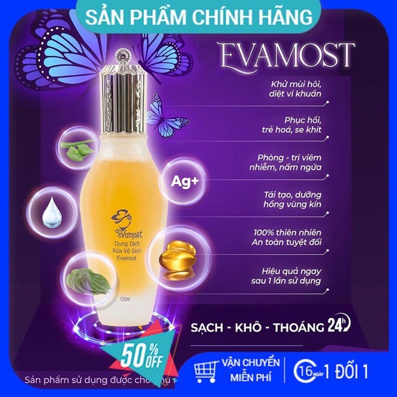 DUNG DỊCH VỆ SINH EVAMOST CHÍNH HÃNG TEM CÀO CHĂM SÓC VÙNG KÍN