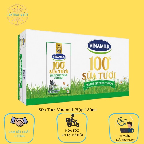 Sữa Tươi Vinamilk Có Đường Hộp 180ml