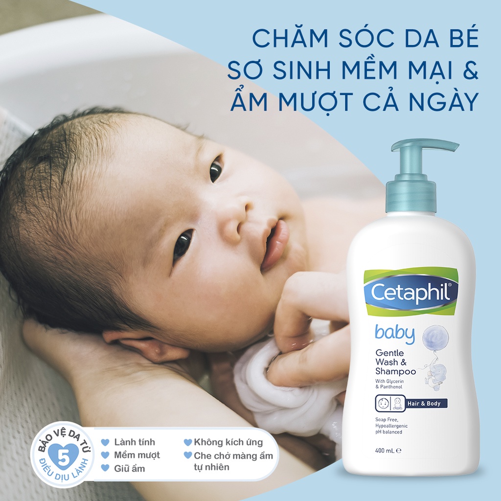 Sữa tắm gội 2 trong 1 Cetaphil Baby Gentle Wash &amp; Shampoo 230ml - 400ml