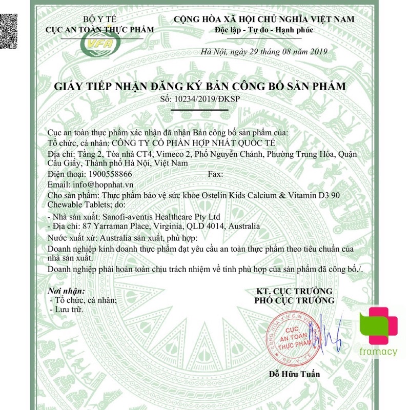 [CHUẨN ÚC] Canxi và Vitamin D3 cho bé, Canxi Khủng long Calcium &amp; D3 Ostelin Kids 90 viên nhai cho bé từ 2 tuổi