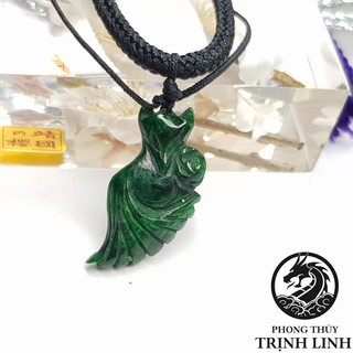 VÒNG CỔ CỬU VỸ HỒ LY ĐUÔI VŨ ÔM HOA XANH LÁ ĐẬM ĐỐM ĐEN 3CM