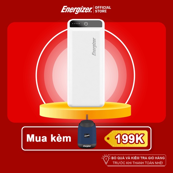 Sạc dự phòng Energizer 15,000mAh UE15032 - tích hợp công nghệ Fast Charge và 2 cổng outputs - Hàng chính hãng