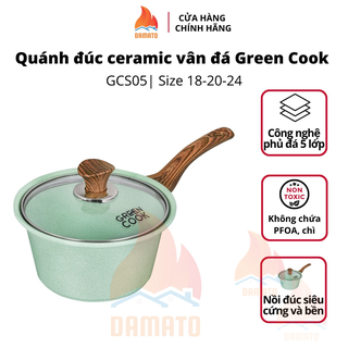 Nồi đúc đáy từ men đá xanh ngọc Green Cook, nồi chống dính đáy từ Green Cook không kén bếp