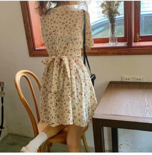 Đầm hoa cổ V