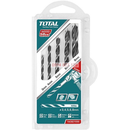 Combo 5 mũi khoan gỗ TOTAL TACSD7055, được làm bằng chất liệu thép cao cấp, Bh 6 tháng Kouritsu Official Store