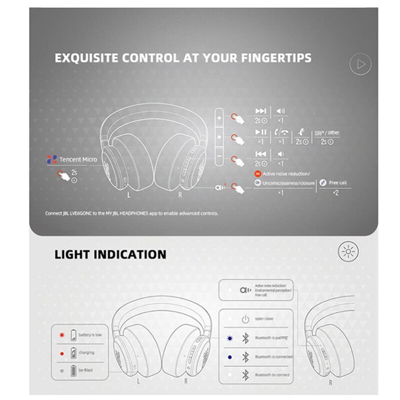 Tai Nghe Chụp Tai Bluetooth Không Dây JBL Live 660NC / JBL T450 Đầu Cắm 3.5MM Có Thể Điều Chỉnh Âm Thanh Siêu Trầm