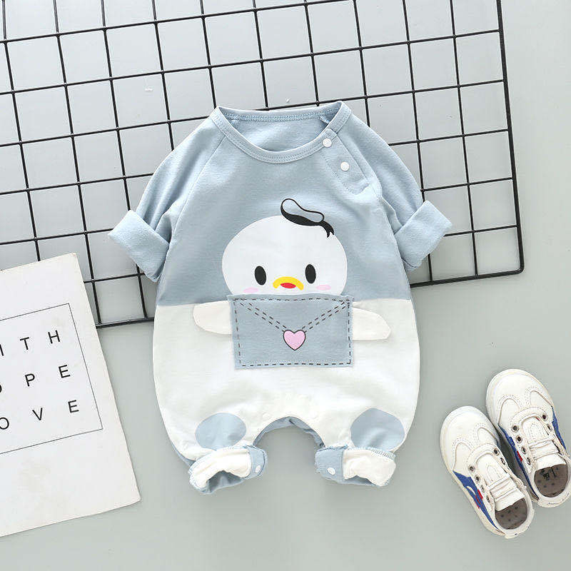 Áo liền quần cotton tay dài họa tiết hoạt hình 2021 cho bé 0-2 tuổi