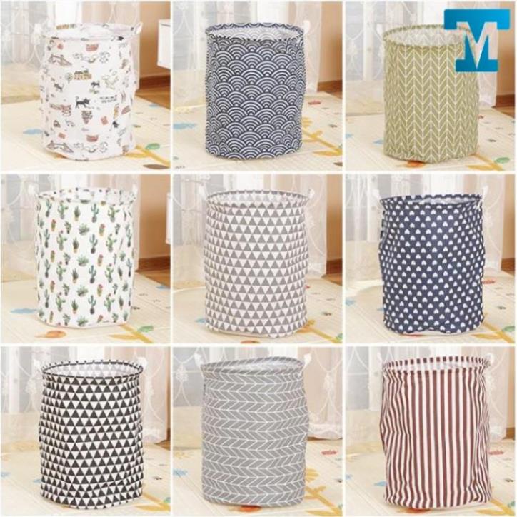 (20 mẫu) Sọt vải đựng đồ quần áo, giỏ vải tròn đựng đồ chơi trẻ em chất liệu chống thấm