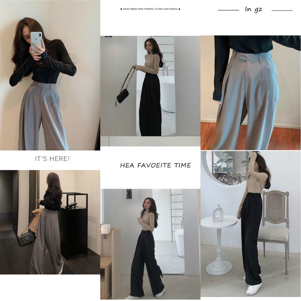 [SẴN]-Quần tây ống rộng eo cao (Q69)